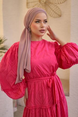 Modest Fuchsia Long Sleeve Dress 14131F - 3