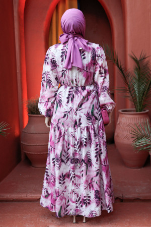 Modest Fuchsia Maxi Floral Dress 60891F - 6