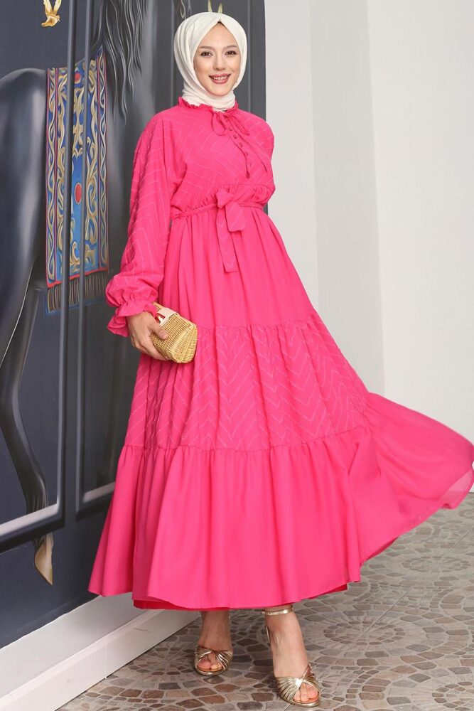 Modest Fushia Pastel Dress 14232FU - 1