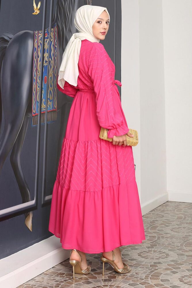 Modest Fushia Pastel Dress 14232FU - 5