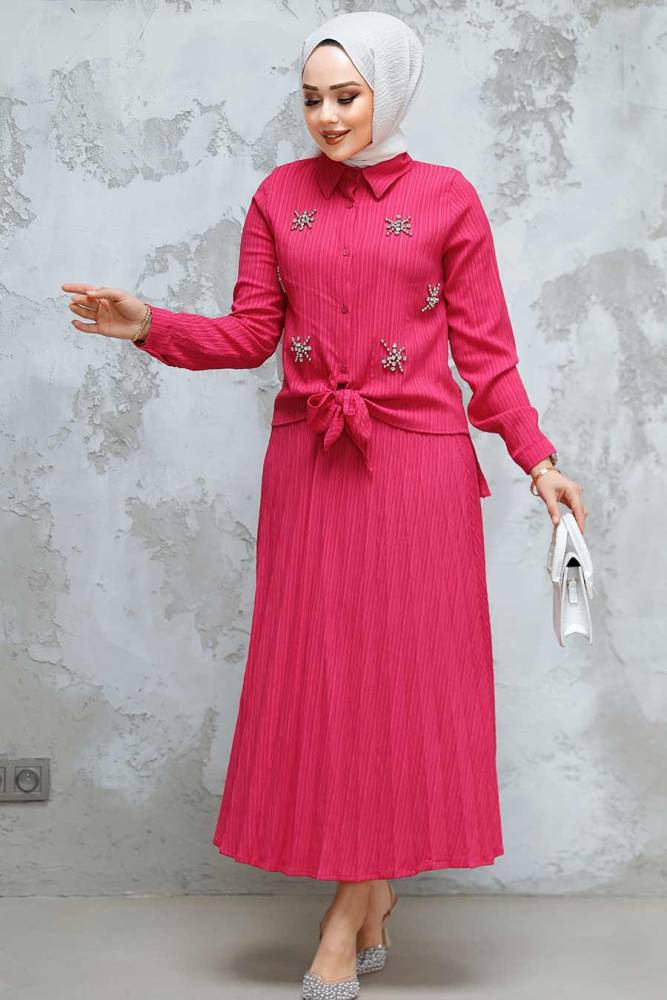 Modest Fushia Skirted Dual Suit 60062F - 3