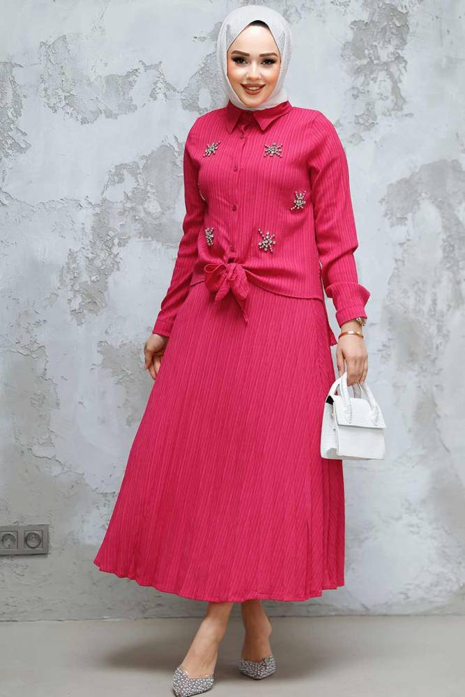 Modest Fushia Skirted Dual Suit 60062F - 1