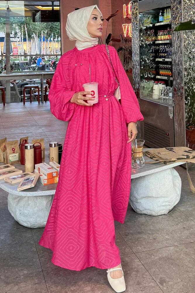 Modest Fushia Summer Dress 14291F - 1