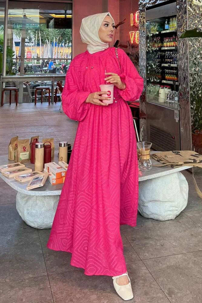 Modest Fushia Summer Dress 14291F - 2