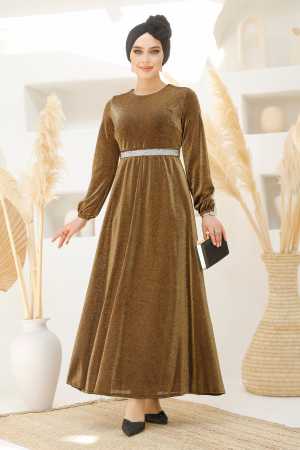 Modest Gold Elegant Evening Gowns 42541GOLD - 1