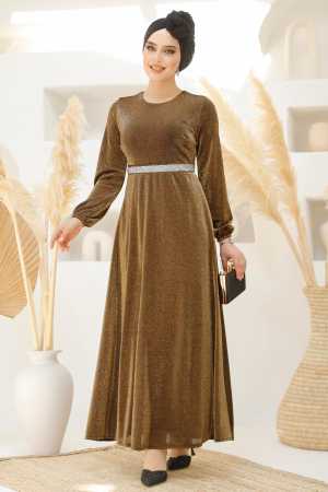 Modest Gold Elegant Evening Gowns 42541GOLD - 2