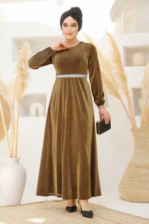 Modest Gold Elegant Evening Gowns 42541GOLD - 3