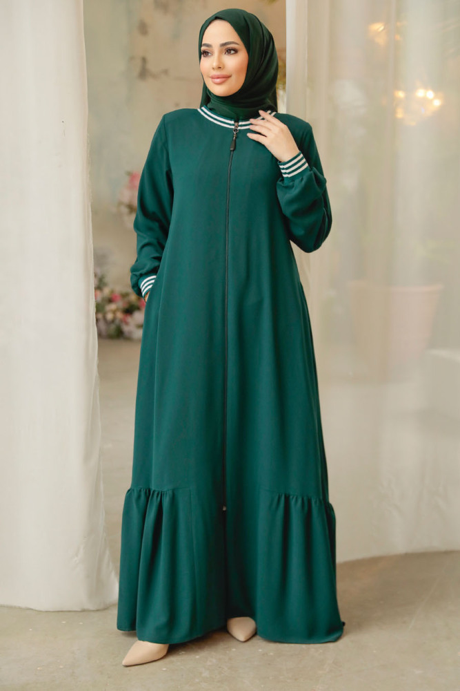 Modest Green Abaya Dubai 45276Y - 1