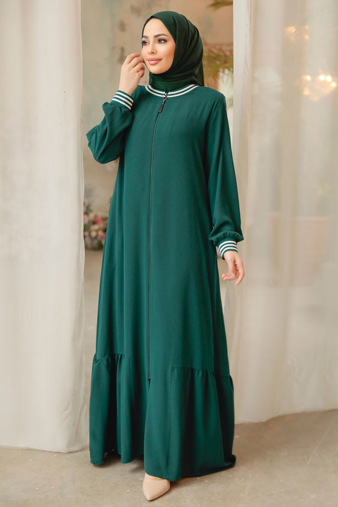Modest Green Abaya Dubai 45276Y - 4