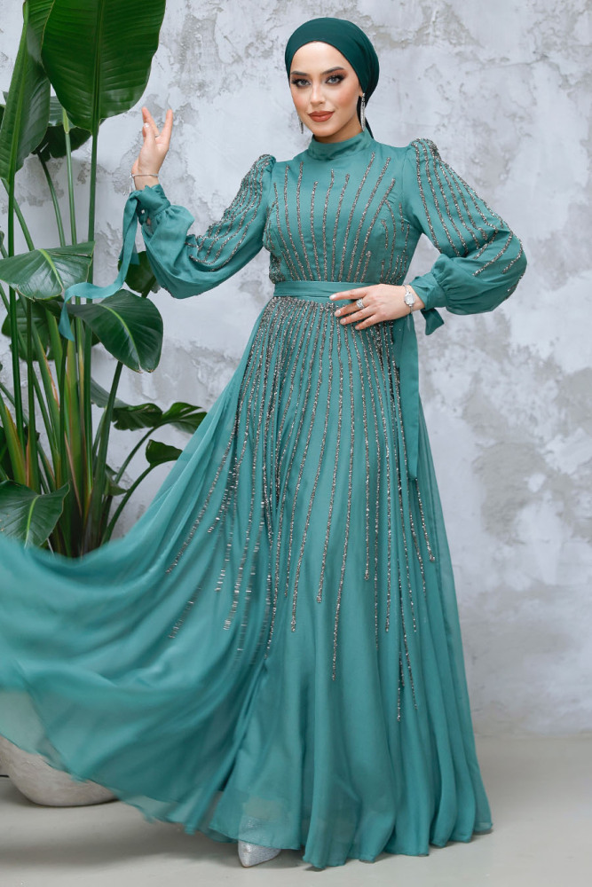 Modest Green Bridesmaid Dress 47961Y - 1