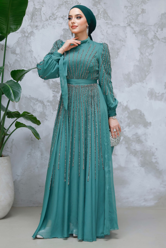 Modest Green Bridesmaid Dress 47961Y - 4