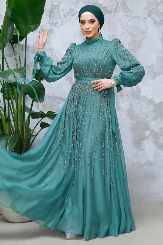 Modest Green Bridesmaid Dress 47961Y - 1