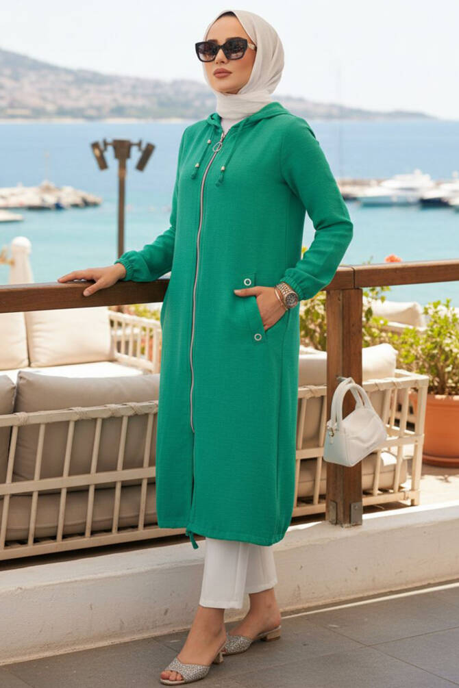 Modest Green Coat 70792Y - NEVA STYLE