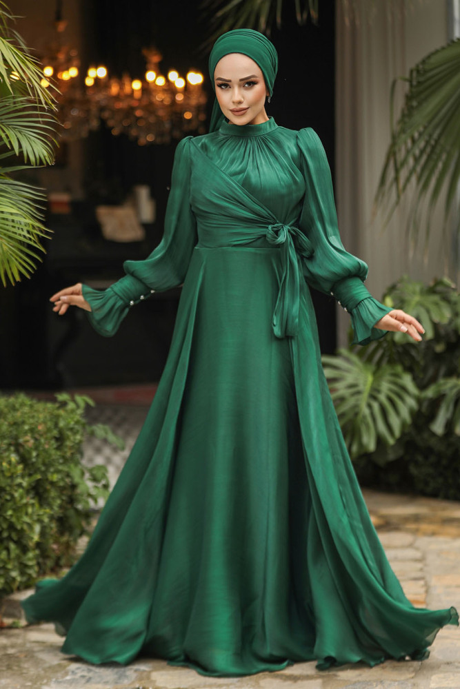 Modest Green Evening Dress 48051Y - 2