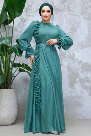Modest Green Evening Long Dress 48571Y - 1