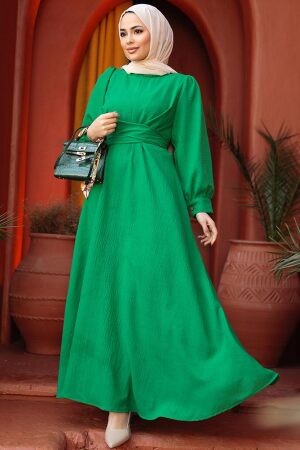 Modest Green Long Dress 3034Y - 1