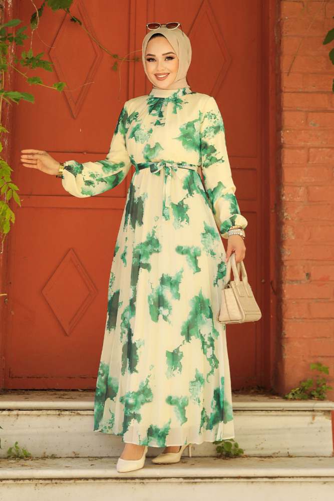Modest Green Long Dress 34461Y - 1