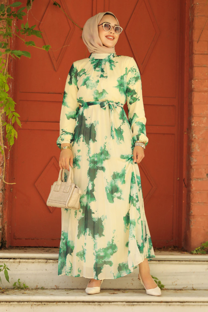 Modest Green Long Dress 34461Y - 2