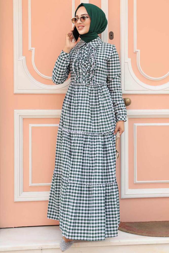 Modest Green Long Sleeve Dress 2702Y - 1
