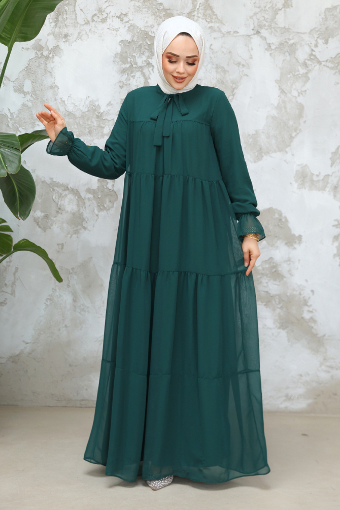 Modest Green Maxi Dress 23601Y - 1