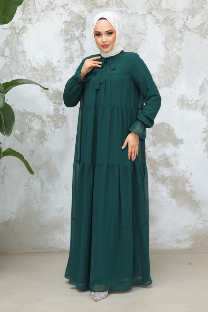 Modest Green Maxi Dress 23601Y - 2