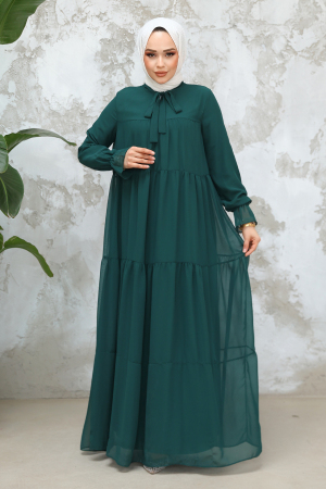 Modest Green Maxi Dress 23601Y - 3