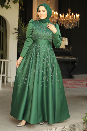 Modest Green Plus Size Dress 52081Y - 2
