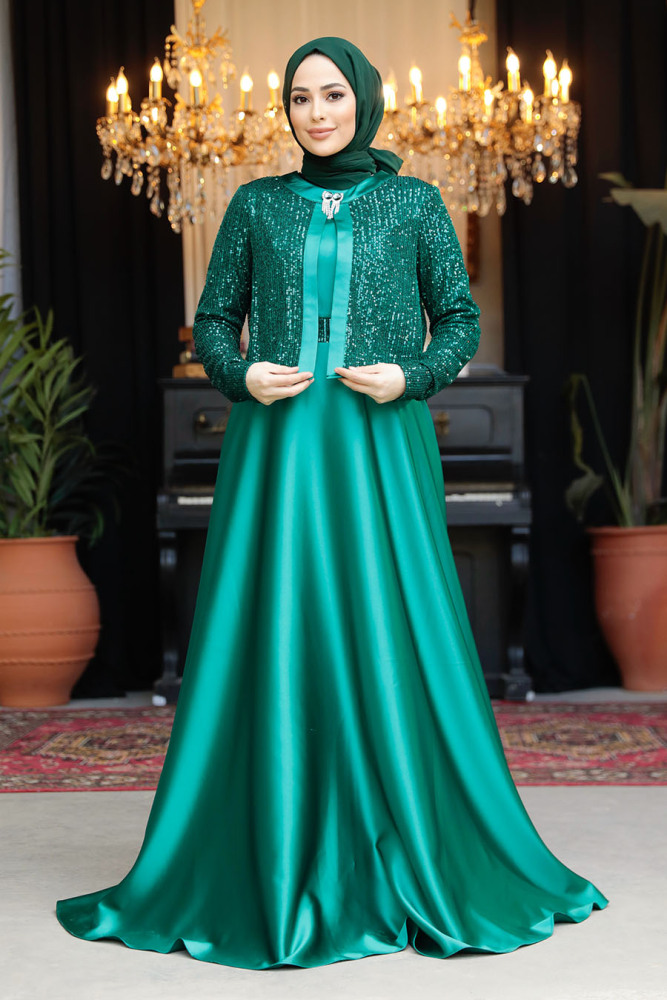 Modest Green Plus Size Evening Gowns 25881Y - 2