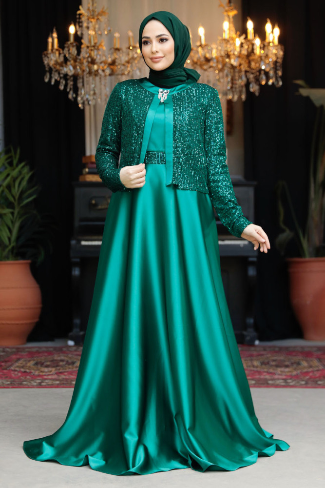 Modest Green Plus Size Evening Gowns 25881Y - 1