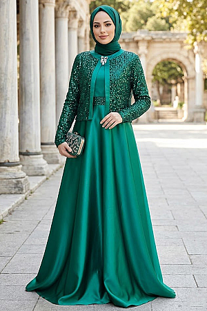 Modest Green Plus Size Evening Gowns 25881Y - 1