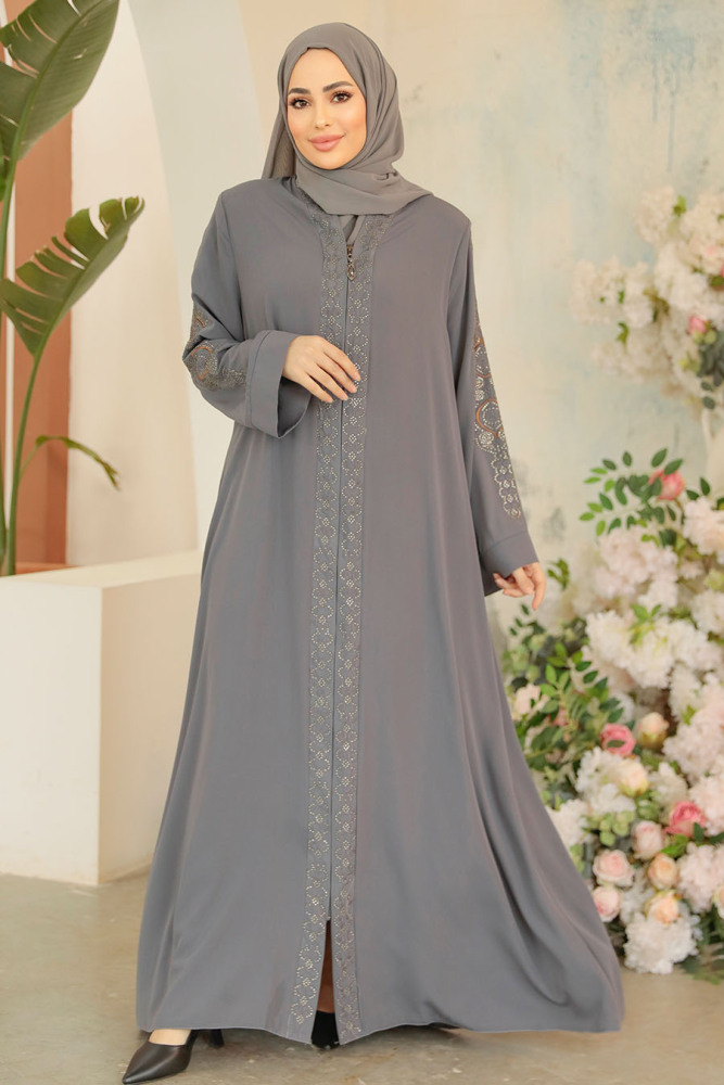Modest Grey Abaya 35166GR - 1