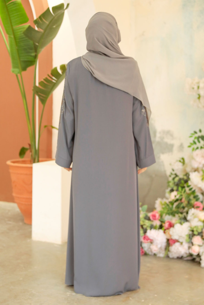 Modest Grey Abaya 35166GR - 2