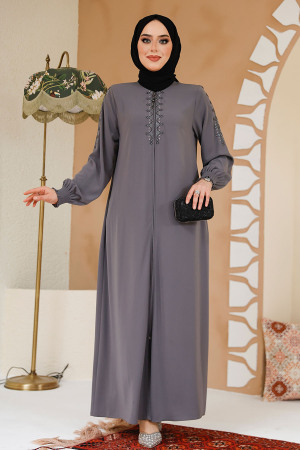Modest Grey Abaya 45274GR - 2