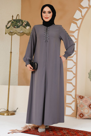 Modest Grey Abaya 45274GR - 1