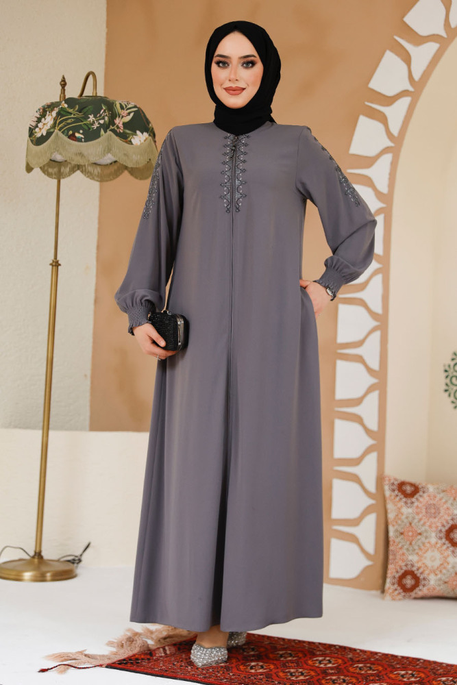 Modest Grey Abaya 45274GR - 1