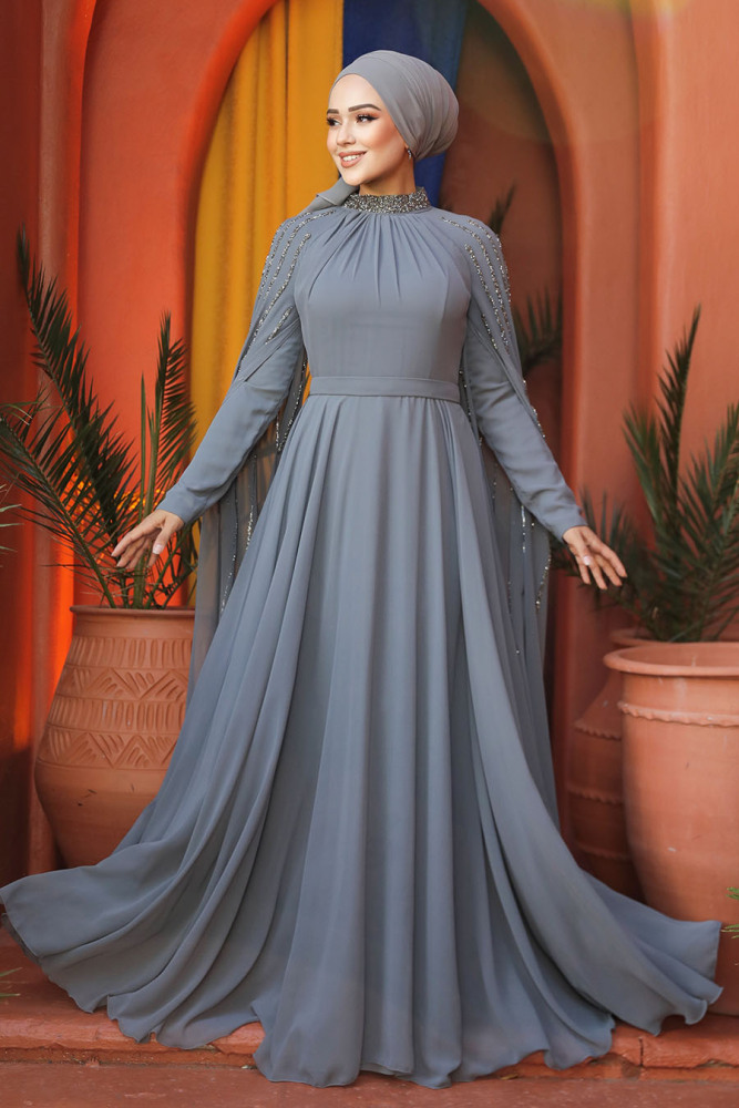 Modest Grey Bridesmaid Dress 47381GR - 2