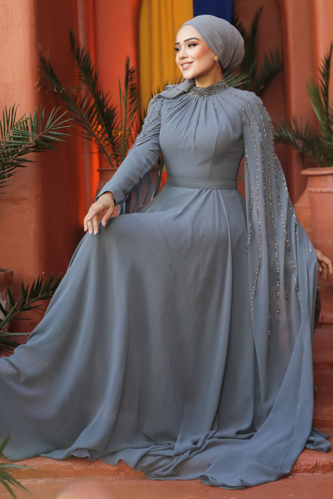 Modest Grey Bridesmaid Dress 47381GR - 3