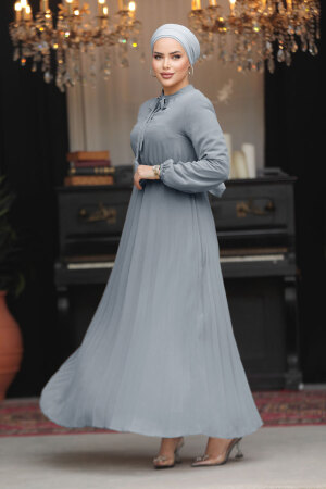 Modest Grey Chiffon Maxi Dresses 50351GR - 1