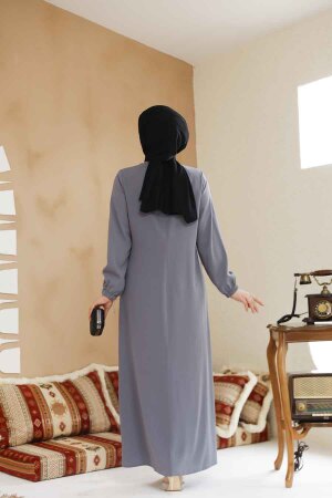 Modest Grey Dubai Abaya 45289GR - 3
