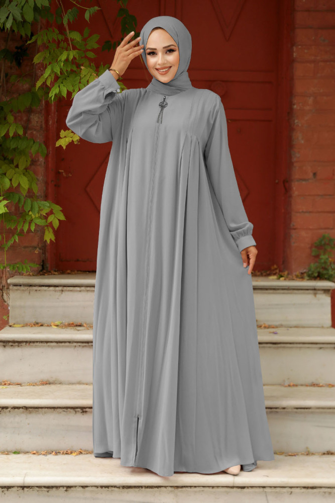 Modest Grey Dubai Abaya 520180GR - 1