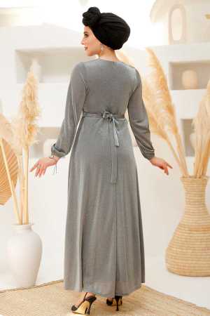 Modest Grey Elegant Evening Gowns 42541GR - 4