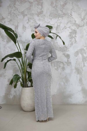 Modest Grey Evening Dress 50371GR - 4