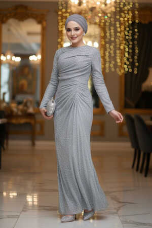 Modest Grey Evening Long Dress 50341GR