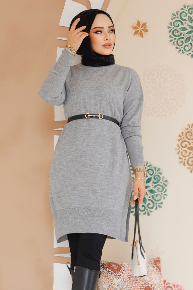 Modest Grey Knitwear Jumper Top 17203GR - 3