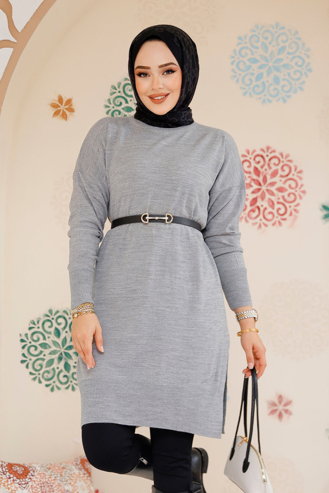 Modest Grey Knitwear Jumper Top 17203GR - 5