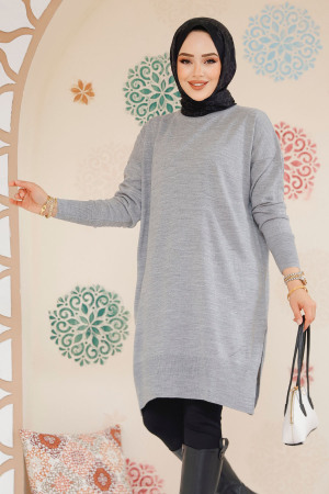 Modest Grey Knitwear Jumper Top 17203GR - 1