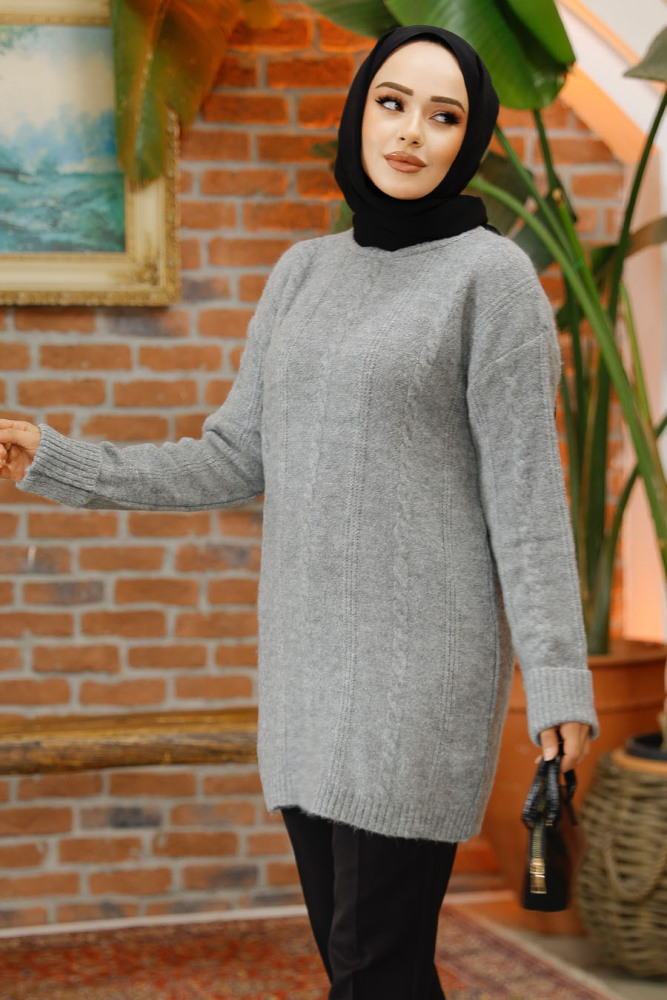 Modest Grey Knitwear Jumper Top 20051GR - 1