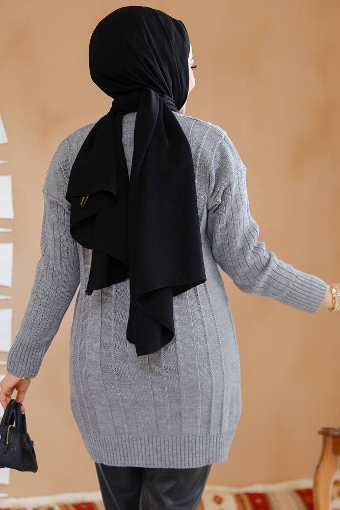 Modest Grey Knitwear Jumper Top 40671GR - 4