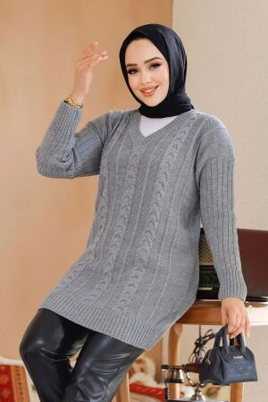Modest Grey Knitwear Jumper Top 40671GR - 1