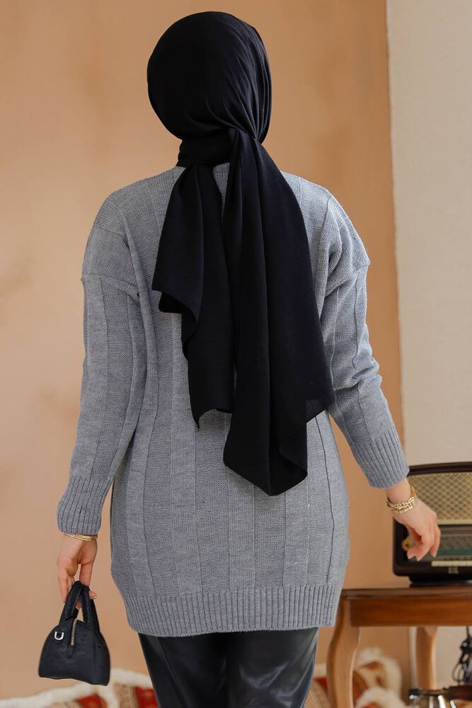 Modest Grey Knitwear Jumper Tunic 40672GR - 3